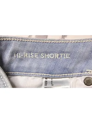 American Eagle Hi-Rise Shortie Denim Shorts Women’s Size 8 Light Wash Lace Hem thumbnail 5