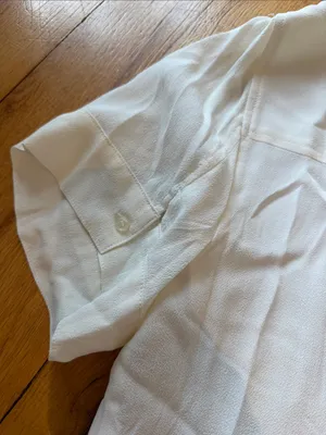 J. Crew Off White V-Neck Short Sleeve Blouse Size Medium - C1-325 thumbnail 8