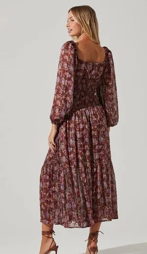💕ASTR💕 Arlette Floral Sweetheart Long Sleeve Maxi Dress Floral Print Small NWT thumbnail 5