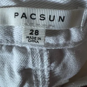 PacSun Carpenter Embroidered Graphic Raw Hem Denim Shorts White Indie Size 28 thumbnail 5