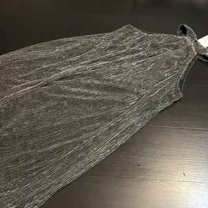Nine West Mock Neck Swing Mini Dress Mineral Black‎ Silver Lurex XS WW23Y053RS1 thumbnail 8