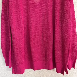 Chico's Black Label V-Neck Metallic Sweater Pink XL Women Shimmer Knit‎ Pullover thumbnail 11
