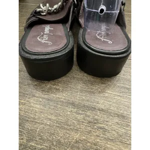 Free People Vida Mules Size 9 / EUR 40 Slip On Shoe Loafer Purple Leather Metal thumbnail 3