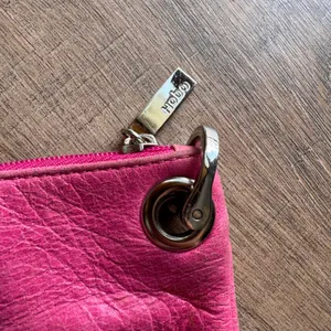 Hobo International Pink Leather Zip Clutch Wallet Floral Lining Grommet Detail thumbnail 6
