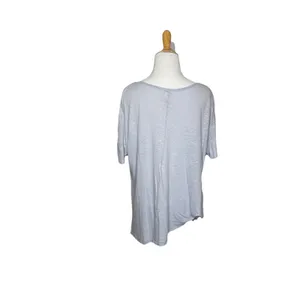We The Free People Puff Sleeve Top Baby Blue Linen Beach Boho Pastel Sz Medium thumbnail 3