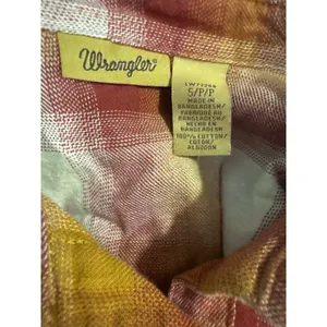 Wrangler Women Pearl Snap Plaid Flannel Shirt Red‎ Cream Chest Pockets Small thumbnail 6