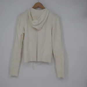 Old Navy Womens White Cotton Blend Full Zip Knit Hoodie Size L 10608 thumbnail 5