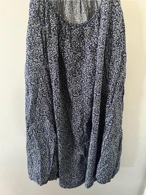 Old Navy 100% Cotton Navy Blue Floral Smocked Midi Dress Large Coastal thumbnail 7