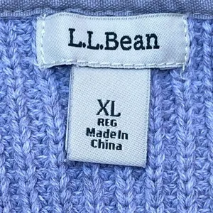 L.L. Bean Grey Cotton Ribbed Knit Pullover Sweater Size XL Fisherman Style thumbnail 6