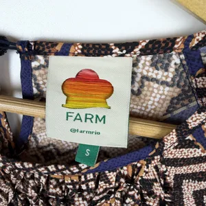 Farm‎ Rio Smocked Geometric Print Beaded Cotton Mini Dress Small Boho Abstract thumbnail 8