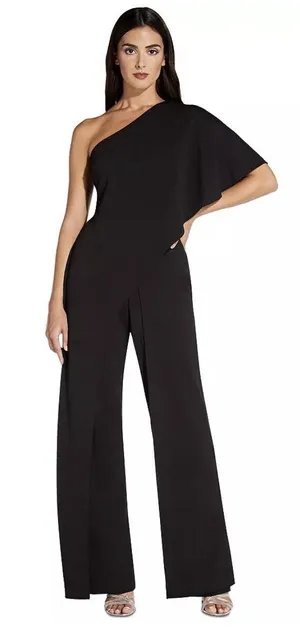 ADRIANNA PAPELL One-Shoulder Jumpsuit In‎ Black Womens Size 6 NWT $199 Cocktail thumbnail 1