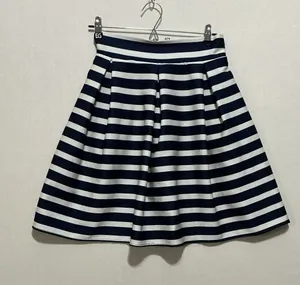 Chicwish Navy and White Striped A-Line Skirt thumbnail 1