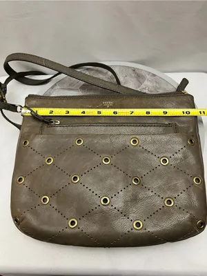Fossil Issue No. 1954 Brown Leather Crossbody Bag Grommet Studded Purse thumbnail 10