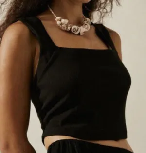 FP BEACH by Free‎ People Ribbed Daphne Top Black Medium thumbnail 1