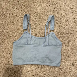 Aerie Blue Ribbed Longline O-Ring Bralette thumbnail 3