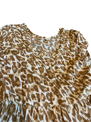 Soft Surroundings Kara Animal Print Maxi Dress Flowy Tiered Neutral Size XS thumbnail 2