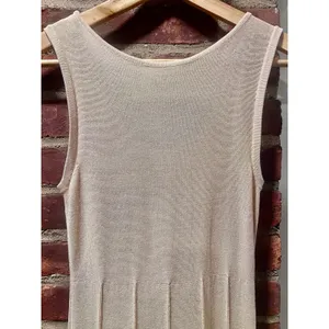 Zara NWT Sleeveless Knit Pleated Panel Maxi Dress Beige Small thumbnail 4