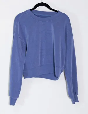 Lululemon Perfectly Oversized Cropped Crew Softstreme Sweater Wild Indigo 2 thumbnail 1