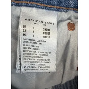 American Eagle 90s Bootcut Jeans Light Wash Split Hem 8 Short Real Good Stretch thumbnail 8