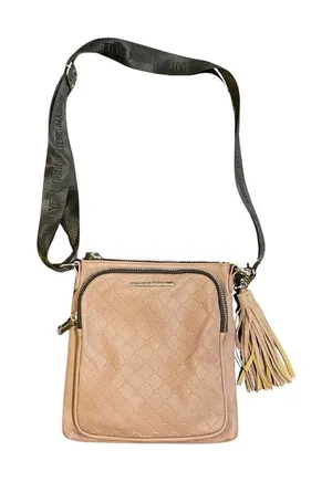 Steve Madden Faux Leather Mauve Crossbody Bag Fringe Tassel Charm Y2K NWOT thumbnail 1