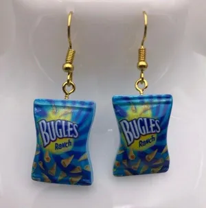 Cute Bugles Chip Bag Earrings Blue thumbnail 1