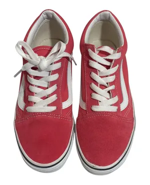 Vans Women's Fuchsia Pink Canvas Low-Top Sneakers with White Side Stripe thumbnail 1