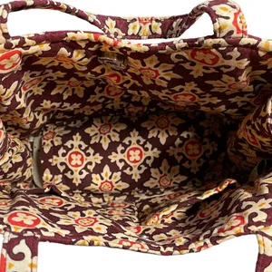 VERA BRADLEY Small Handbag Purse Brown/Beige/Red Print Quilted Cotton thumbnail 4