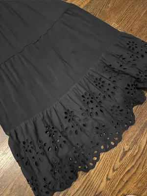 J Crew Black Eyelet Hem Tiered Maxi Dress XS thumbnail 5