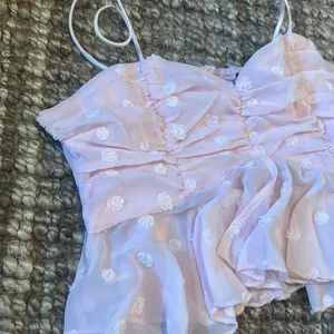 Double Crazy Pink Polka Dotted Mesh Baby Doll Tank‎ Size Small thumbnail 3