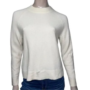 Athleta Women’s Size S White Cream Merino Blend Fuzzy Crewneck Sweater thumbnail 2