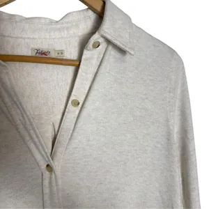 Faherty Legend White Oatmeal Long Sleeve Button Up Sweater Shirt Mini Dress M thumbnail 8