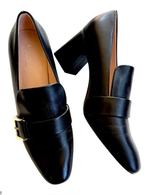 EUC Kate Spade Leather Alia Heels Black Silver Buckle Size 6.5 thumbnail 3