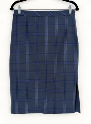 Banana Republic Pencil Skirt Womens 6 Blue Plaid Wool Blend Career Preppy NWT thumbnail 1