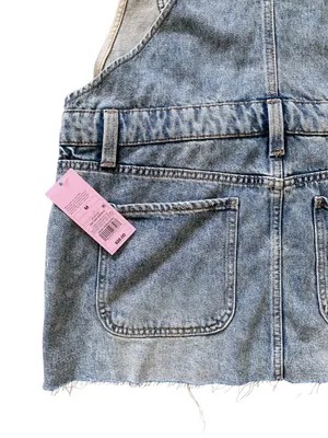 NWT Wild Fable Light Wash Denim Mini Skirtall Overall Dress thumbnail 11