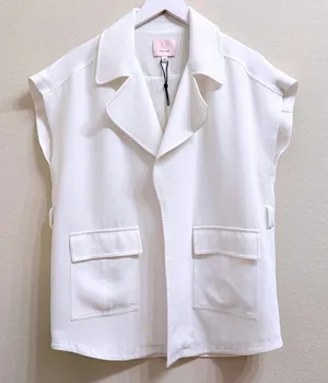 Cinq a Sept White‎ Sleeveless Blazer Womens Small Vest Utility Pocket Jacket thumbnail 1
