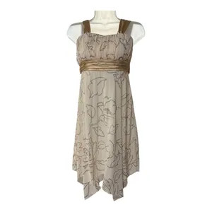 Speechless‎ Cocktail Dress Women 12 Cream Gold Excellent Glitter Floral Y2K Hem thumbnail 2