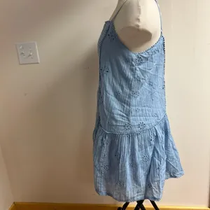 Aerie Eyelet Floral Mini Babydoll Cotton Dress Powder Blue size M thumbnail 4
