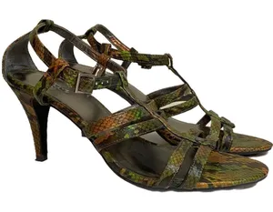 MOSSIMO Snakeskin‎ Strappy Heels Sling Back Sandals 7.5 thumbnail 1