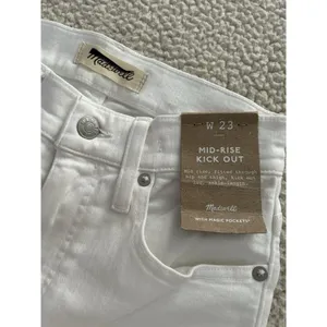 Madewell Mid Rise Kick Out Ankle Length Jeans Pure White Womens Size 23 thumbnail 9