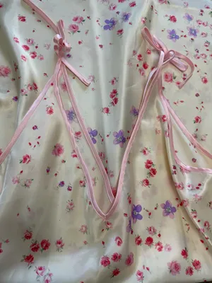 NWT Coquette Satin Floral Slip Dress Shoulder Ties Size XL thumbnail 4