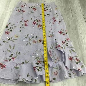Two Star Dog Purple 100% Linen Floral Midi Skirt Medium Made in USA Cottagecore thumbnail 10