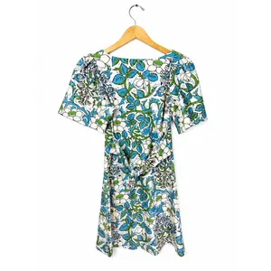 Smith & Quinn XS Blue Floral Mini Dress Puff Sleeve Square Neck Fit & Flare thumbnail 3