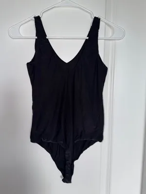 aerie Black V-Neck Bodysuit thumbnail 2