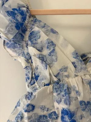Day + Moon Ruffle floral top Blue thumbnail 2