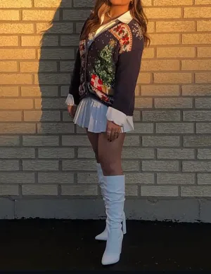 White Skirt Button Down Shirt Size M thumbnail 3
