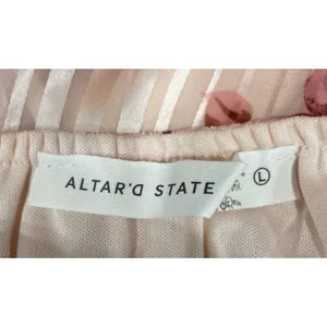 Altar'd State Floral Tiered Midi Dress Women's L Ivory Red Ruffle NWT thumbnail 4