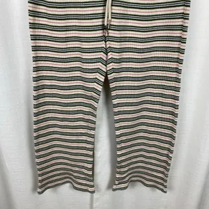 Sundance Cream Green&Pink Stripe Dina Waffle Knit Sleep Pants Sz.S thumbnail 5