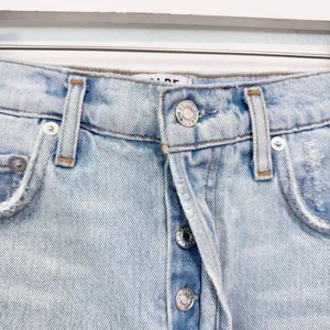 Denim Quinn High Rise Distressed Fray Hem Jean Mini Skirt thumbnail 5