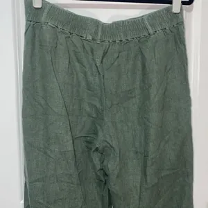 Jacqueline‎ de Yong Olive Linen Pants 42 coastal breathable pull on lagenlook thumbnail 6