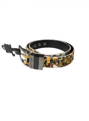 NWT Ed Hardy Fur Leopard Tiger Print Studded Belt Y2K Size 36 thumbnail 2